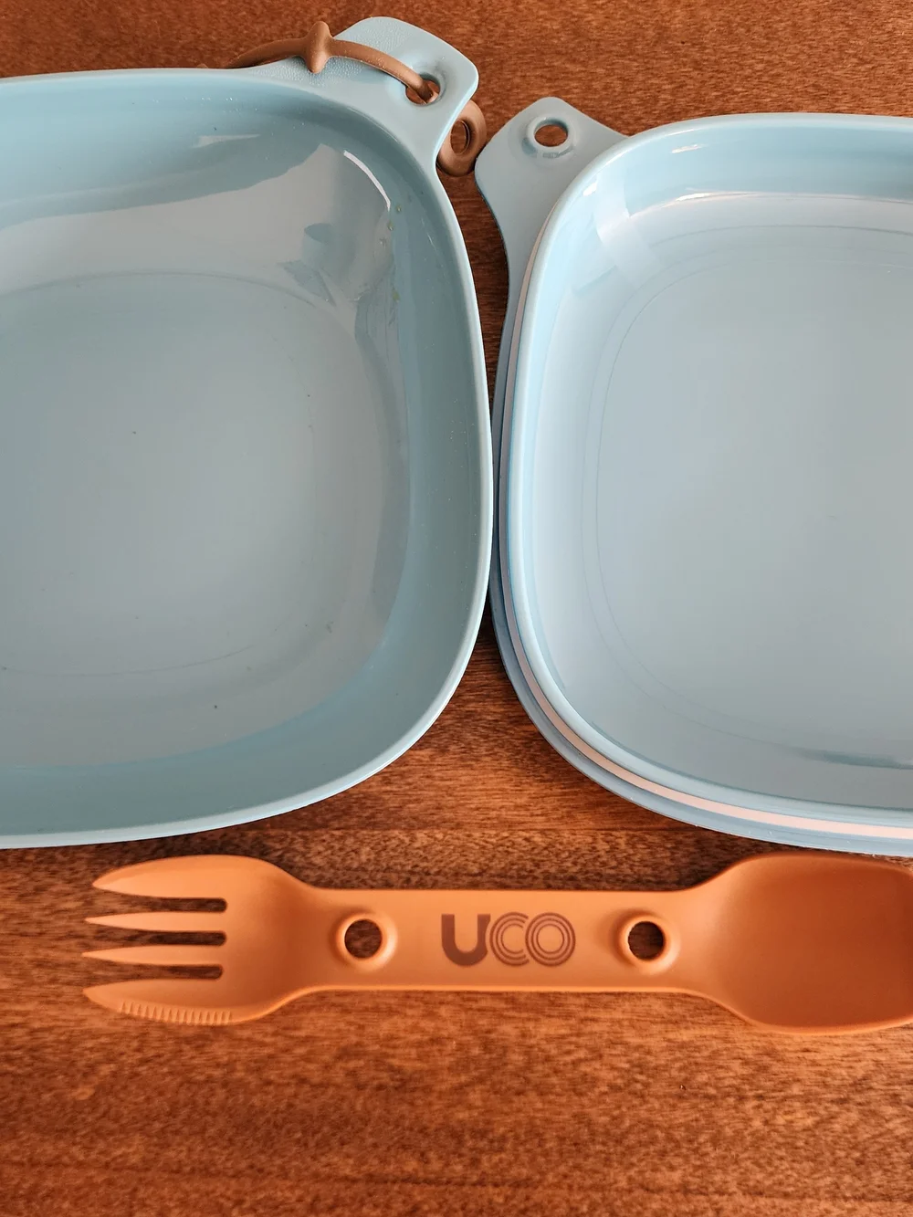 UCO Blue Silicone Plate with Copper Utensil Set. Camping